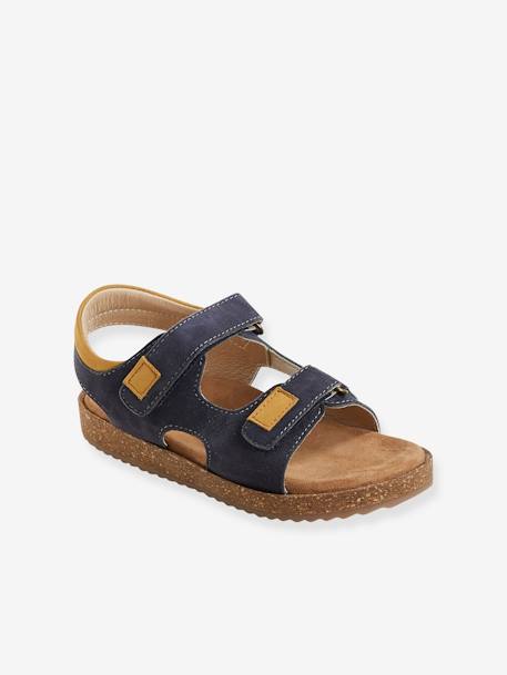 Sandales anatomiques cuir garçon gris camou+marine+taupe 9 - vertbaudet enfant 