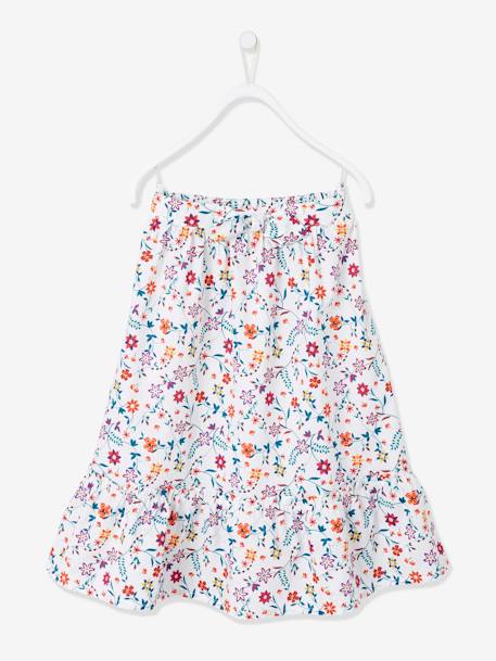 Jupe longue fille blanc chiné+rose poudré imprimé 1 - vertbaudet enfant 