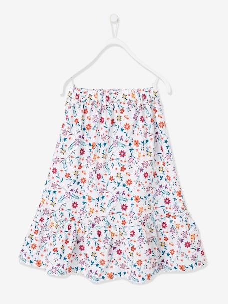 Jupe longue fille blanc chiné+rose poudré imprimé 2 - vertbaudet enfant 