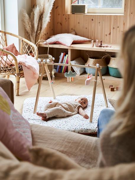 Tapis de sol carré Hirondelles BLANC CLAIR UNI AVEC DECOR 2 - vertbaudet enfant 