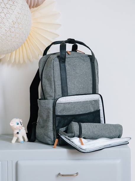 Sac à dos à langer vertbaudet denim bleached+gris chiné 10 - vertbaudet enfant 