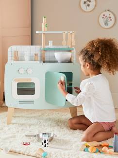 Cuisine pour enfants en bois naturel turquoise foodtruck