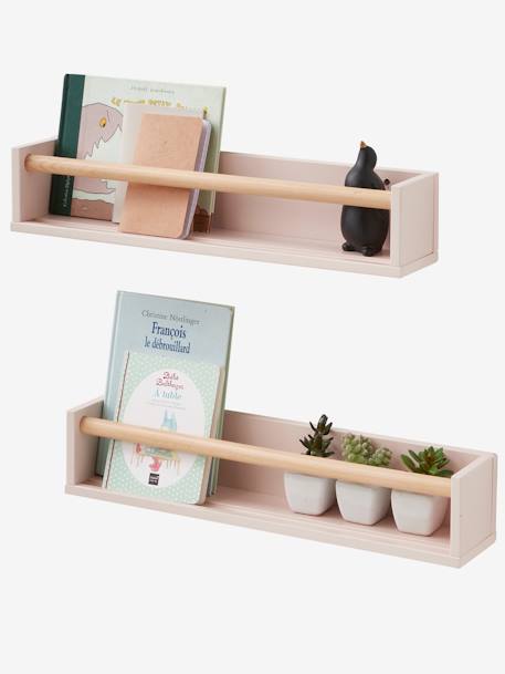 Lot de 2 étagères livres blanc/bois+ROSE+VERT 4 - vertbaudet enfant 