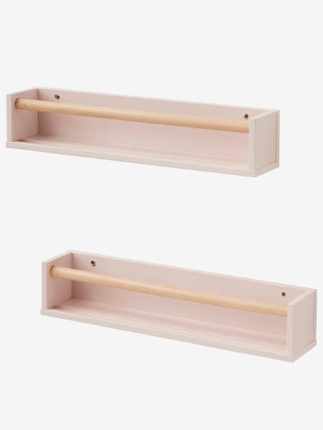 Lot de 2 étagères livres blanc/bois+ROSE+VERT 5 - vertbaudet enfant 