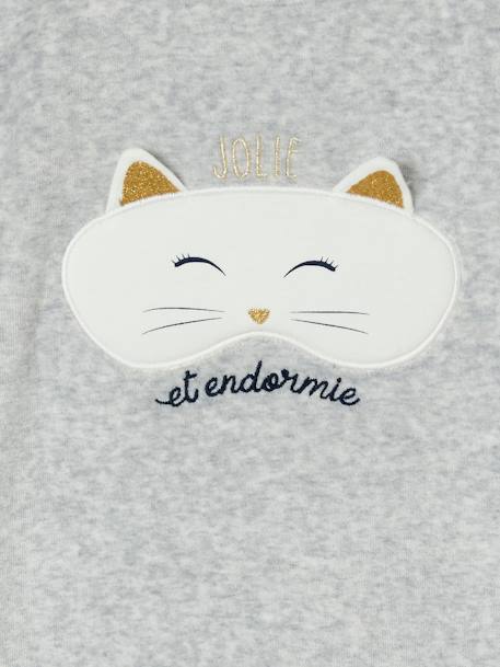 Pyjama en velours 'masque de chat' fille gris 4 - vertbaudet enfant 