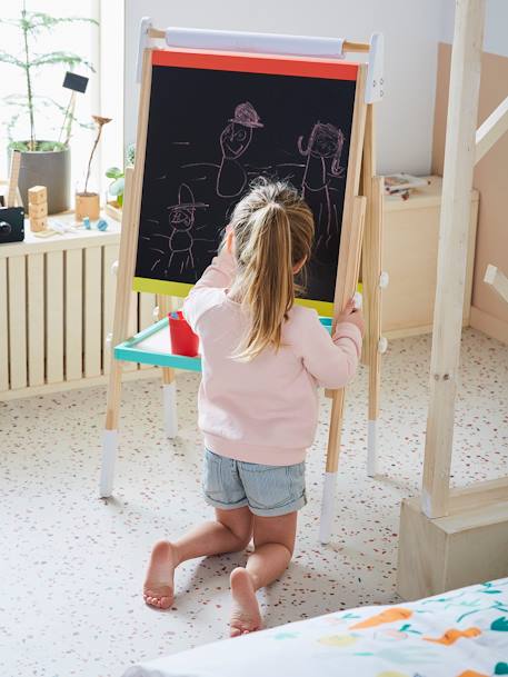 Tableau pliable et réglable en hauteur 3 en 1 en bois FSC® multicolore+Rose 3 - vertbaudet enfant 