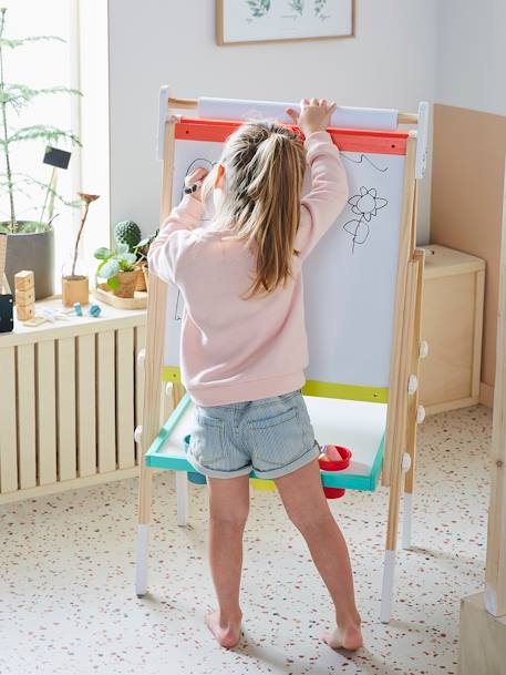 Tableau pliable et réglable en hauteur 3 en 1 en bois FSC® multicolore+Rose 4 - vertbaudet enfant 