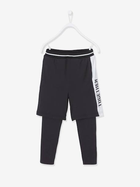 Legging bermuda de sport garçon effet 2 en 1 noir 1 - vertbaudet enfant 