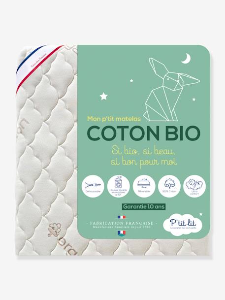 Matelas Coton Bio déhoussable 60x120 cm P'TIT LIT blanc 3 - vertbaudet enfant 