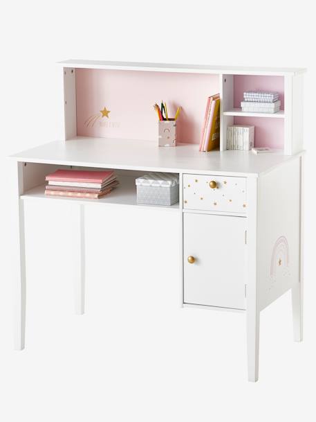 Bureau enfant MAKE A WISH BLANC CLAIR UNI AVEC DECOR 1 - vertbaudet enfant 