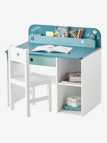 Bureau maternelle ROAAR BLANC MOYEN UNI AVEC DECOR 3 - vertbaudet enfant 