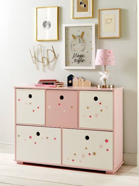 Meuble de rangement 5 bacs LIGNE FEERIE rose étoiles 2 - vertbaudet enfant 