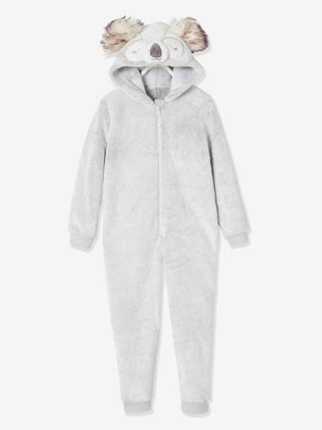 Surpyjama koala en velours enfant gris clair chiné 1 - vertbaudet enfant 