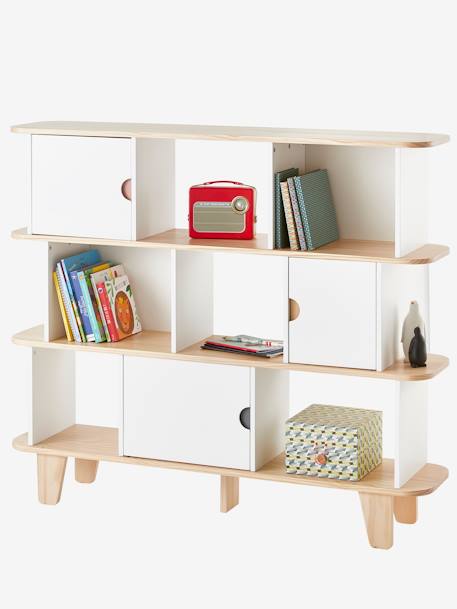 Etagère-bibliothèque LIGNE SEVENTIES BLANC - BOIS 2 - vertbaudet enfant 