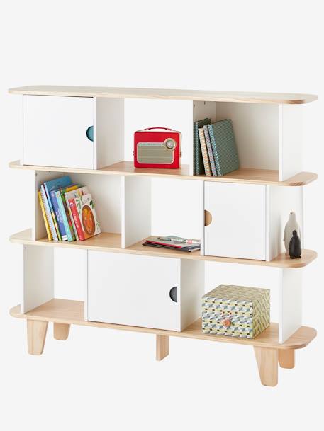 Etagère-bibliothèque LIGNE SEVENTIES BLANC - BOIS 1 - vertbaudet enfant 