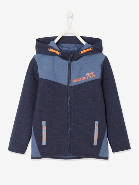 Sweat zippé sport garçon matière technique inscriptions graphiques bleu 2 - vertbaudet enfant 