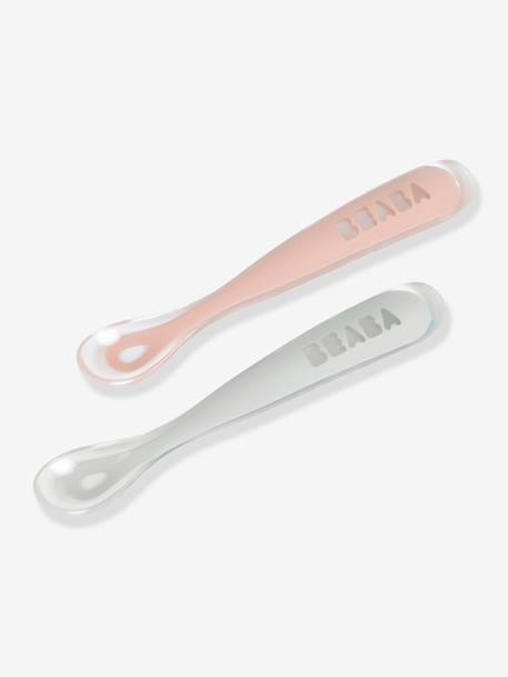 Lot de 2 cuillères ergonomiques d'apprentissage + boîte de transport BEABA BLEU/GRIS+ROSE/GRIS 10 - vertbaudet enfant 