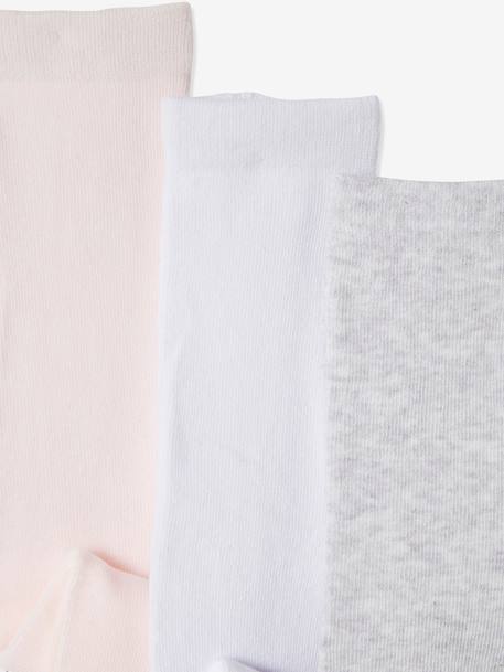 Lot de 3 collants bébé maille BASICS Blanc/rose clair/gris chiné+gris chiné+vieux rose 3 - vertbaudet enfant 