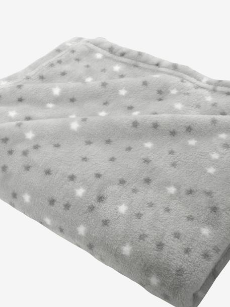 Couverture essentiels en microfibre imprimée étoiles gris clair+marine / étoiles 2 - vertbaudet enfant 