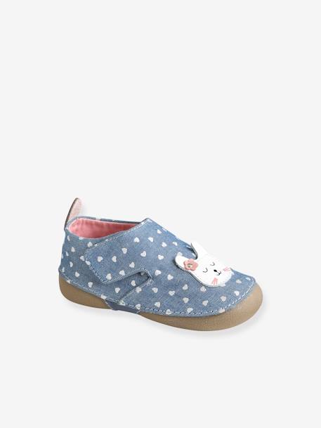 Chaussons scratchés bébé fille en chambray BLEU DENIM 3 - vertbaudet enfant 