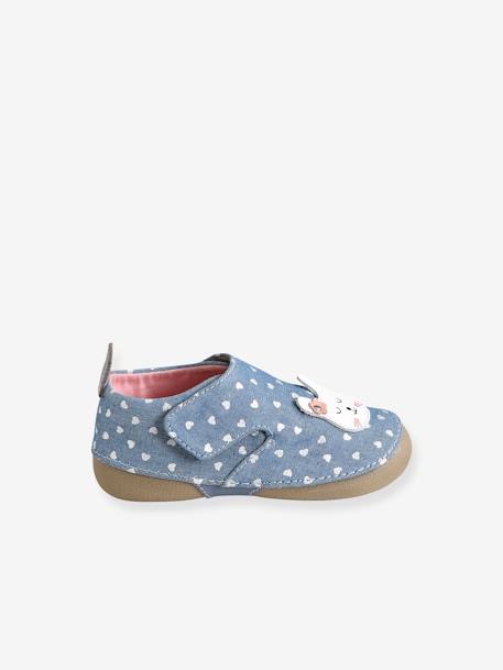 Chaussons scratchés bébé fille en chambray BLEU DENIM 6 - vertbaudet enfant 