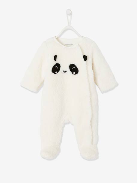 Surpyjama 'animal' bébé naissance en peluche caramel foncé+ivoire 4 - vertbaudet enfant 