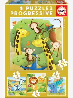 Jouet-Jeux éducatifs-Lot de 4 puzzles progressifs 12 à 25 pièces Animaux sauvages EDUCA