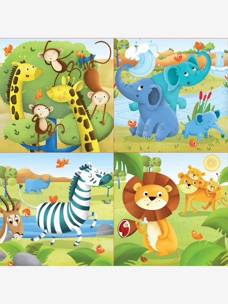 Lot de 4 puzzles progressifs 12 à 25 pièces Animaux sauvages EDUCA jaune 2 - vertbaudet enfant 