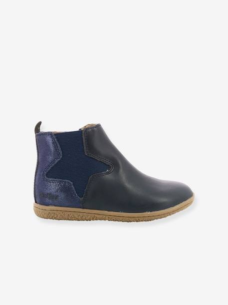 Boots fille Vermillon KICKERS® camel zèbre+marine métallisé+noir vernis 8 - vertbaudet enfant 