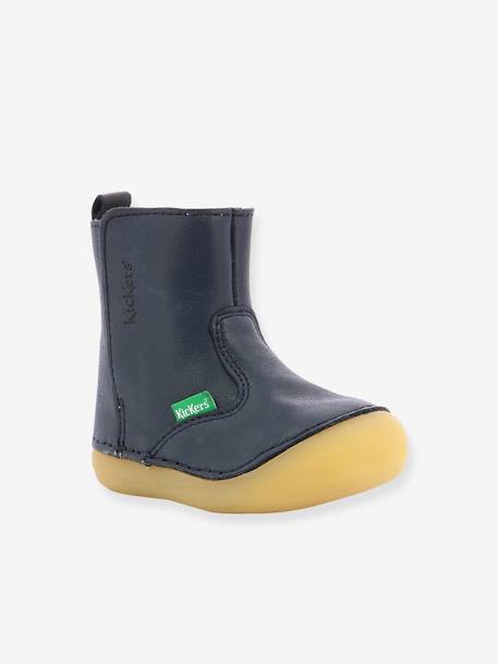 Boots fourrées cuir bébé garçon Socool Cho KICKERS® 1ers pas camel+marine 7 - vertbaudet enfant 