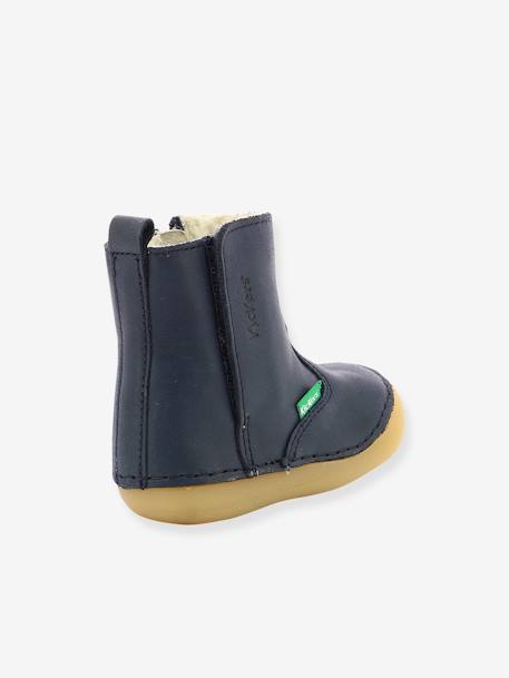 Boots fourrées cuir bébé garçon Socool Cho KICKERS® 1ers pas camel+marine 10 - vertbaudet enfant 