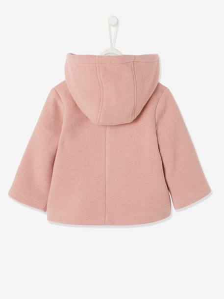 Manteau à capuche bébé fille lainage doublé et ouatiné Gris clair chiné+vieux rose 8 - vertbaudet enfant 