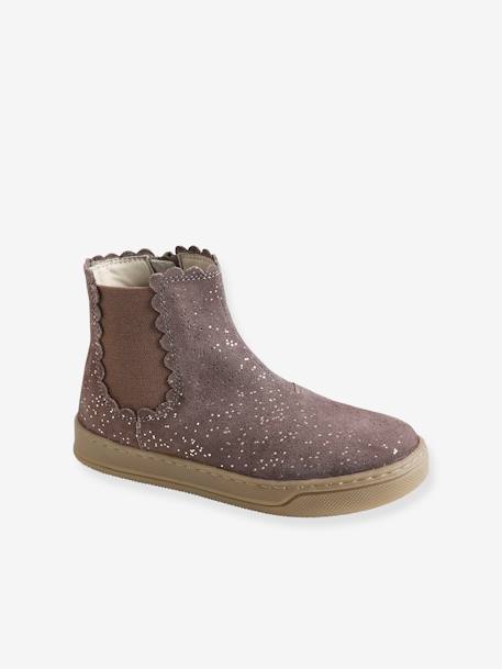 Boots élastiqués et zippés fille MARINE+TAUPE 7 - vertbaudet enfant 