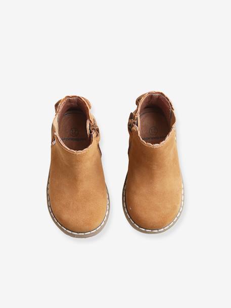 Boots cuir bébé fille élastiqués CAMEL 4 - vertbaudet enfant 