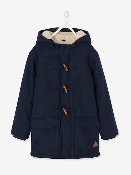 Garçon-Manteau, veste-Duffle-coat garçon en drap de laine doublé sherpa