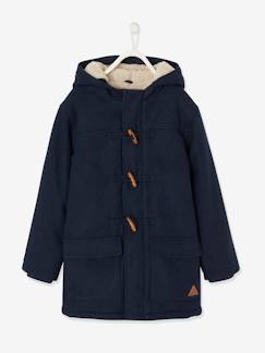 -Duffle-coat garçon en drap de laine doublé sherpa