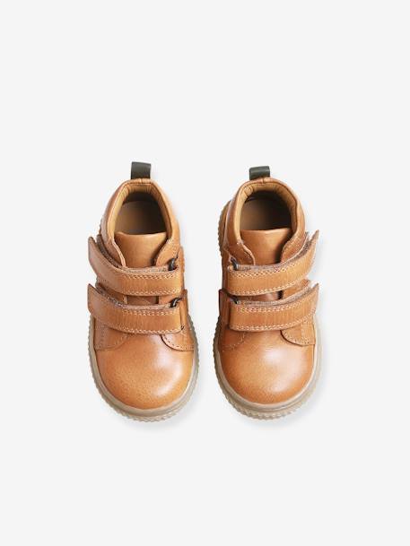 Bottines scratchées cuir bébé garçon bleu marine 2+marron clair+taupe 9 - vertbaudet enfant 