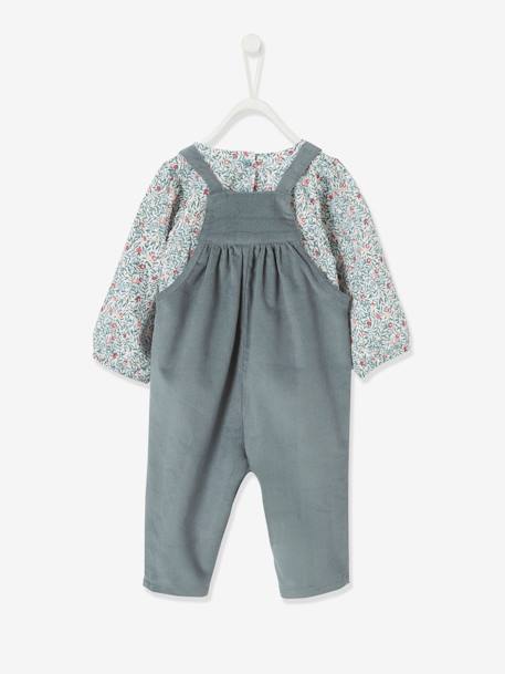 Ensemble blouse et salopette velours bébé fille bleu céleste 5 - vertbaudet enfant 