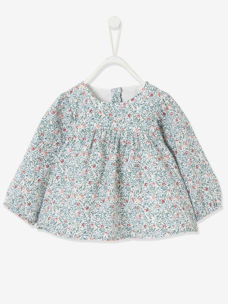 Ensemble blouse et salopette velours bébé fille bleu céleste 3 - vertbaudet enfant 