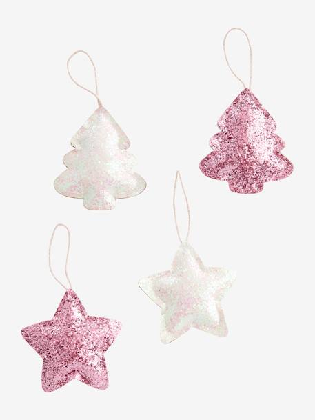 Lot de 4 décorations de Noël glitter ROSE 1 - vertbaudet enfant 