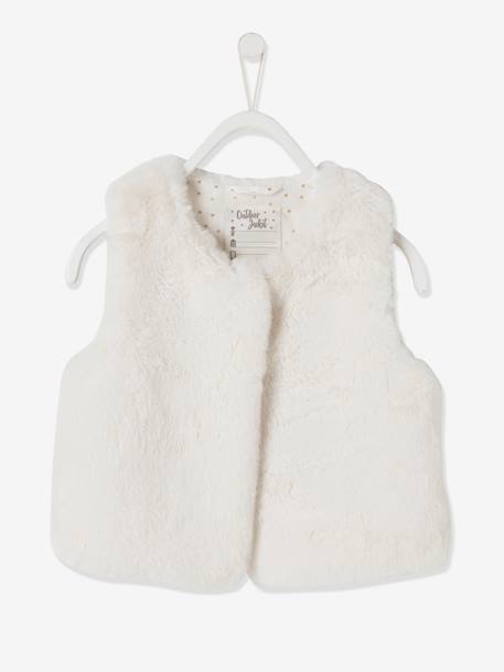 Gilet sans manches imitation fourrure fille BLANC CLAIR UNI+blush 7 - vertbaudet enfant 