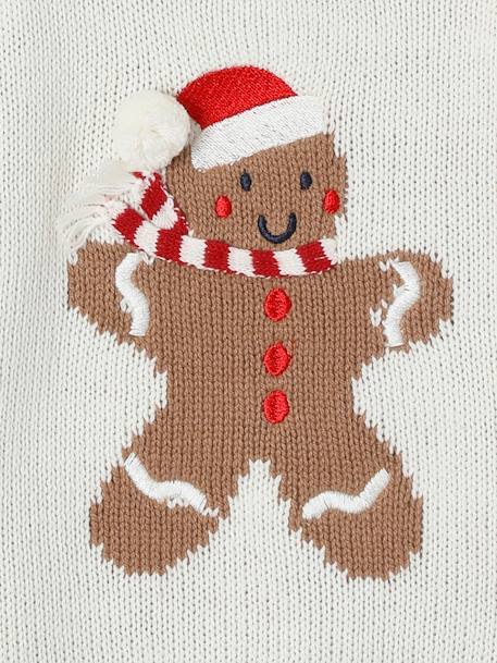 Pull de Noël bébé mixte bonhomme pain d'épices ivoire 3 - vertbaudet enfant 