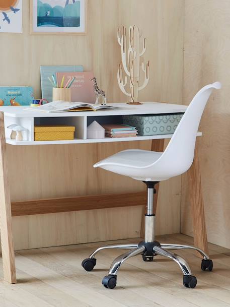 Chaise de bureau enfant à roulettes blanc+bleu marine+FRAMBOISE+gris+moutarde+rose+vert+violet 3 - vertbaudet enfant 