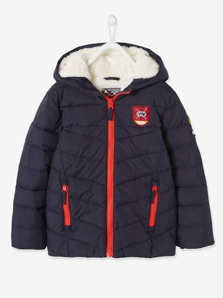 Garçon-Manteau, veste-Doudoune de ski à capuche garçon doublée sherpa