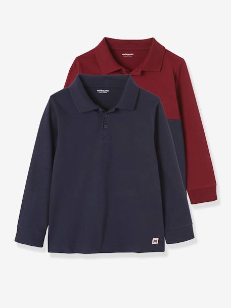 Lot de 2 polos garçon manches longues LOT BLEU JEAN+lot encre+BORDEAUX+LOT GRIS 8 - vertbaudet enfant 