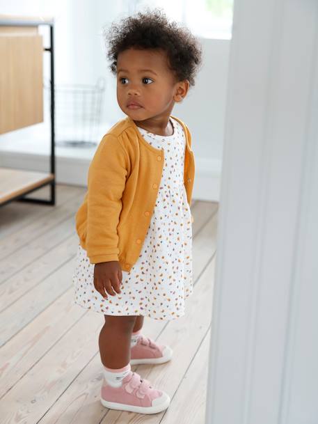 Ensemble 3 pièce robe + cardigan + bandeau bébé fille corail+ivoire imprimé 11 - vertbaudet enfant 