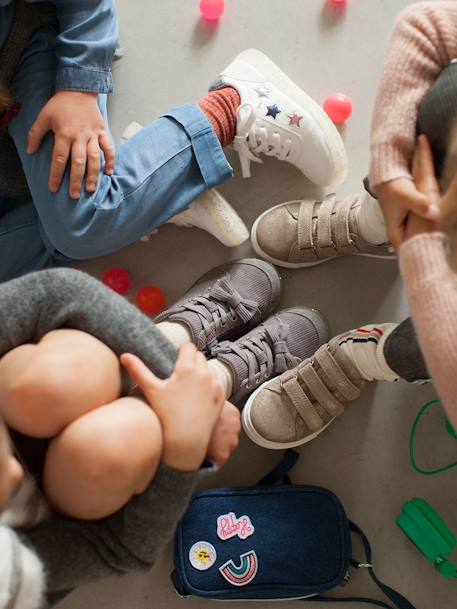 Baskets fille en velours côtelé GRIS 1 - vertbaudet enfant 