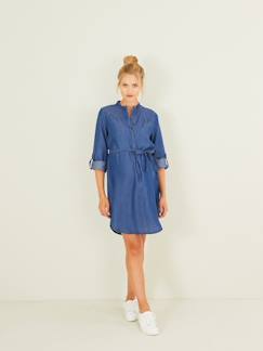 Vêtements de grossesse-Robe de grossesse et allaitement en denim léger