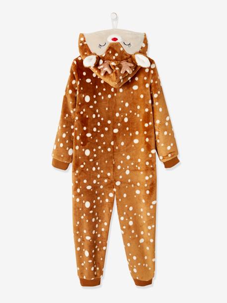 Surpyjama 'Renne de Noël' fille effet peluche Marron imprimé 1 - vertbaudet enfant 