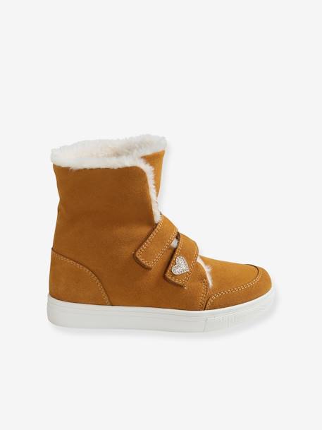 Bottines fourrées transformables en cuir fille CAMEL 4 - vertbaudet enfant 